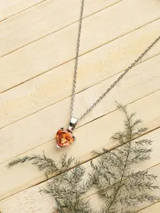 HOT AND BOLD Gold-Toned & Orange Brass Rhodium-Plated Necklace