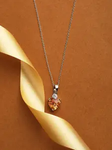 HOT AND BOLD Silver-Toned & Champagne Brass Rhodium-Plated Oxidised Necklace