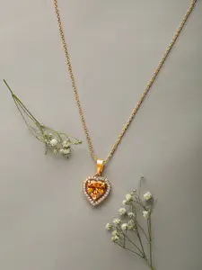 HOT AND BOLD Gold-Toned & Champagne Brass  Necklace