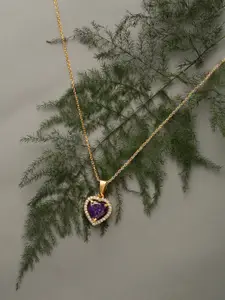 HOT AND BOLD Gold-Toned & Purple Brass Gold-Plated Oxidised Necklace