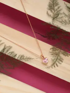 HOT AND BOLD Rose Gold & Pink Brass Rose Gold-Plated  Necklace