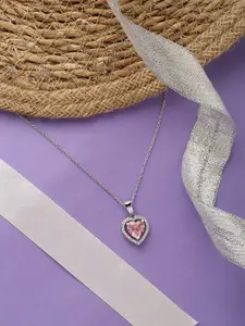 HOT AND BOLD Silver-Toned & Pink Brass Rhodium-Plated Necklace