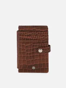 Allen Solly Men Brown Abstract Textured Leather Two Fold Wallet