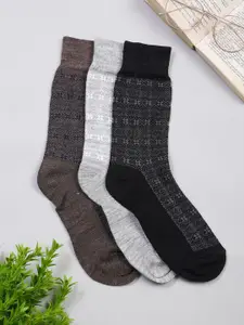 LOUIS STITCH Men Pack of 3 Patterned Calf Length Antimicrobial Socks