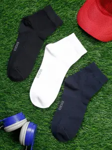 MUTAQINOTI Men Pack of 3 Assorted Ankle-Length Antimicrobial Socks