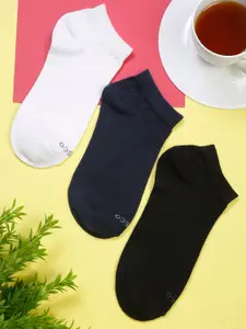 MUTAQINOTI Men Pack Of 3 Solid Ankle Length Antimicrobial Socks