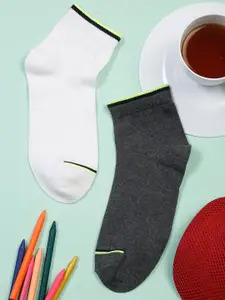 MUTAQINOTI Men Pack Of 2 Solid Cotton Ankle-Length Socks