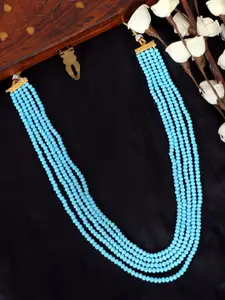 Crunchy Fashion Gold-Plated & Blue Layered Necklace