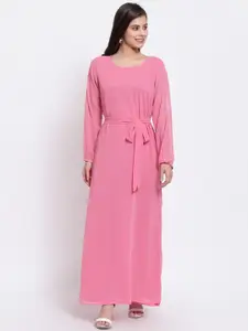 Just Wow Pink Crepe Maxi Dress