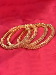 Nathany Jewels Set Of 4 Rose Gold-Plated White AD Studded Bangles