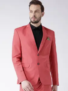 Hangup Men Rose Solid Single-Breasted Formal Blazer