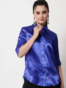 Orchid Hues Women Blue Comfort Formal Shirt
