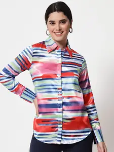 Orchid Hues Women Multi Color Abstarct Print Casual Shirt