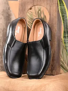 Azzaro Black Men Black Solid Slip-On Formal Shoes