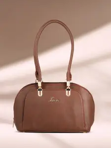 Lavie Brown Textured 3C Ziana Dome Satchel Handbag