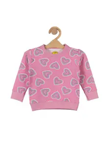 Lil Lollipop Girls Pink Heart Printed Sweatshirt