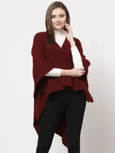 513 Women Maroon Longline Shrug