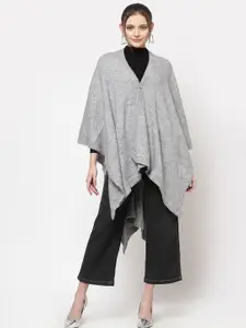 513 Women Grey Solid Longline Shrug