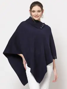 513 Women Navy Blue Longline Button Shrug