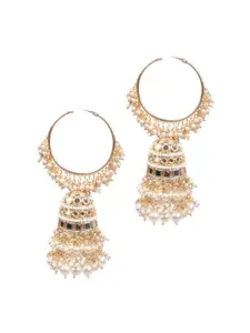 ODETTE Gold-Plated & White Contemporary Hoop Earrings