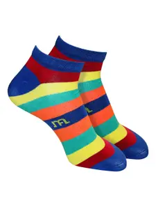 Man Arden Men Blue & Red Striped Ankle Length Socks