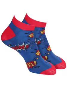 Man Arden Men Navy Blue & Red Patterned Ankle-Length Socks