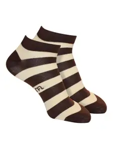 Man Arden Men Brown & Beige Striped Ankle-Length Socks