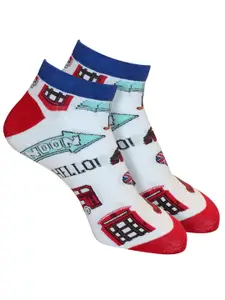 Man Arden Men Red & White Patterned Ankle Length Socks