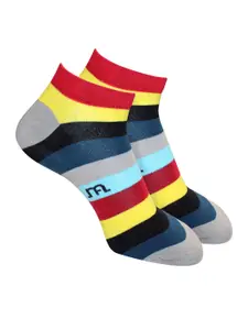 Man Arden Men Red & Grey Striped Ankle Length Socks