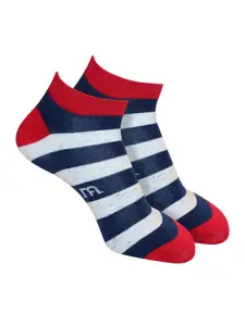 Man Arden Men Blue Striped Ankle-Length  Socks