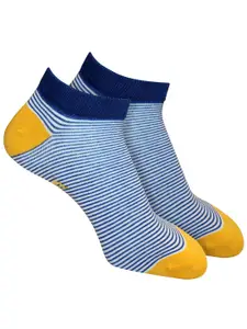 Man Arden Men Blue & Orange Coloured Striped Ankle Length Socks