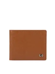 Da Milano Men Brown Textured Leather Two Fold Wallet