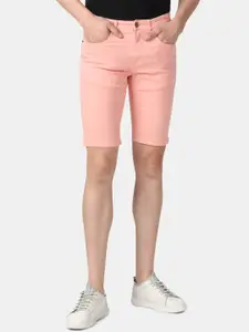 Llak Jeans Men Peach-Coloured Slim Fit Denim Shorts