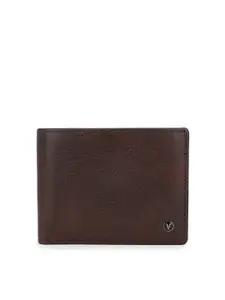 Van Heusen Men Brown Textured Leather Two Fold Wallet