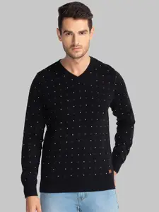 Parx Men Black & White Printed Sweater