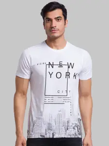 Parx Men White & Black Typography Printed T-shirt