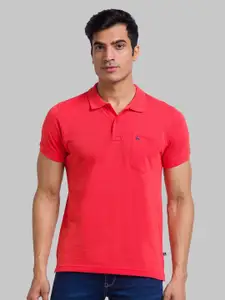 Parx Men Coral Solid Cotton Polo Collar T-shirt