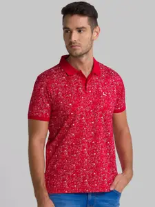 Parx Men Red Printed Polo Collar T-shirt