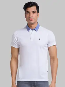 Parx Men White Solid Polo Collar T-shirt