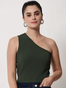 Orchid Hues Women Green One Shoulder Top