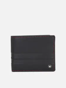 Louis Philippe Men Black Textured Leather Money Clip