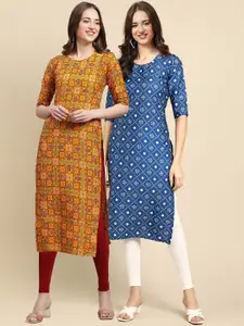 7Threads Women Pack of 2 Floral Printed Kurta