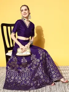 Shae by SASSAFRAS Charming Purple Floral Brocade Skirt