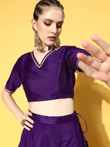 Shae by SASSAFRAS Purple Solid New Neckline Top
