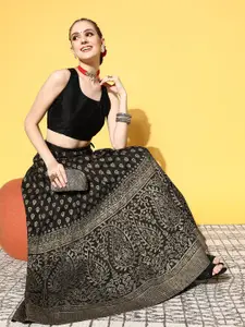 Shae by SASSAFRAS Black Floral Brocade Skirt