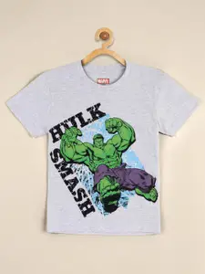 Kids Ville Boys Grey & Green Hulk Printed Pure Cotton T-shirt