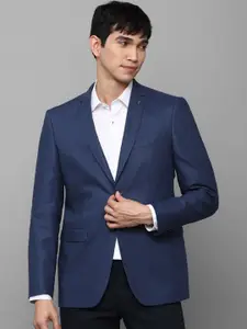 Allen Solly Men Navy Blue Solid Single-Breasted Slim-Fit Formal Blazer