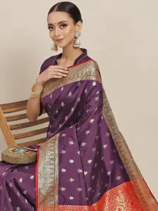 Chhabra 555 Purple & Golden Woven Design Mysore Silk Saree