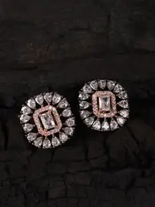 JEWELS GEHNA Women Rhodium Plated White Contemporary Stud Earring