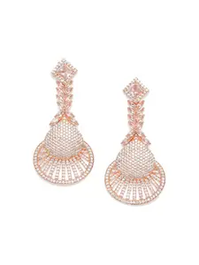 JEWELS GEHNA Women Rose Gold Plated Contemporary Drop Earrings